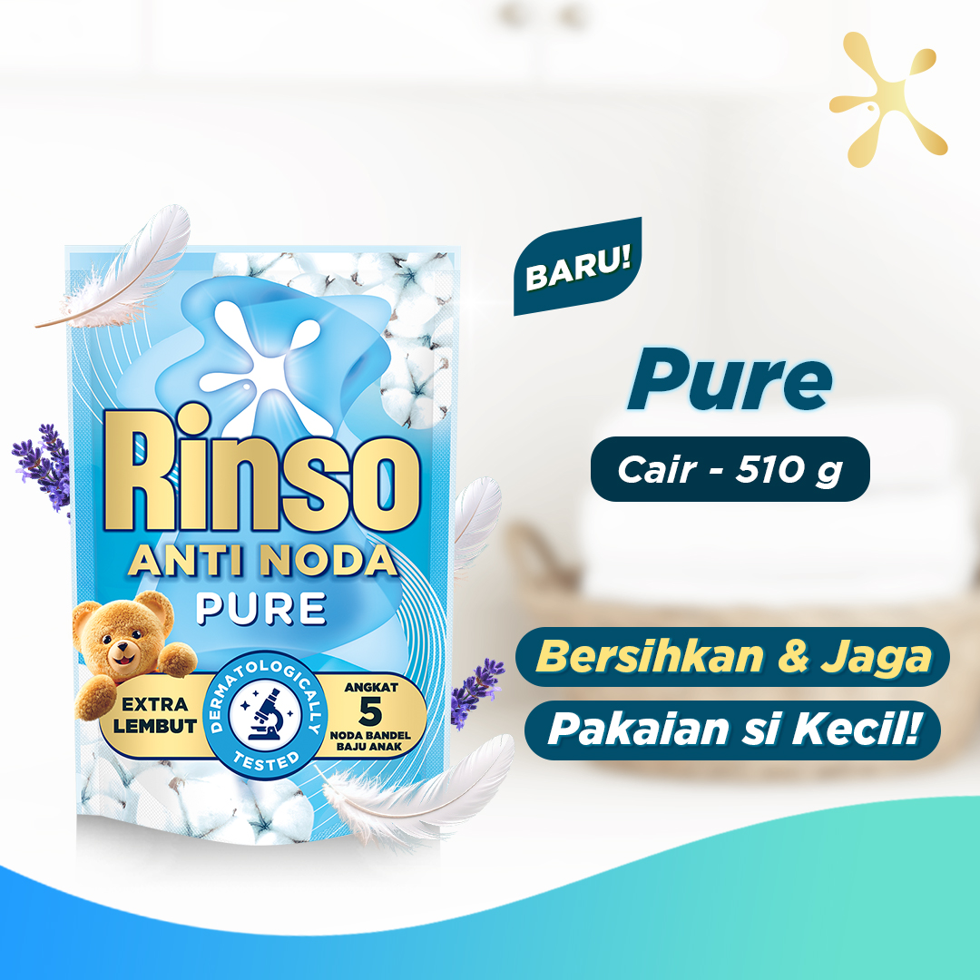 [Hemat Terjangkau] Rinso Baru Detergen Cair Varian Pure 510g