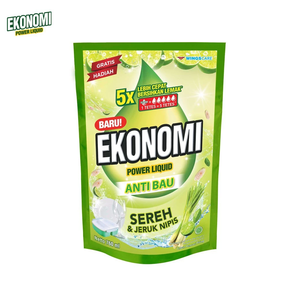 Ekonomi Power Liquid Sabun Cuci Piring Sereh & Jeruk Nipis Pouch 675 gr - Gambar 3