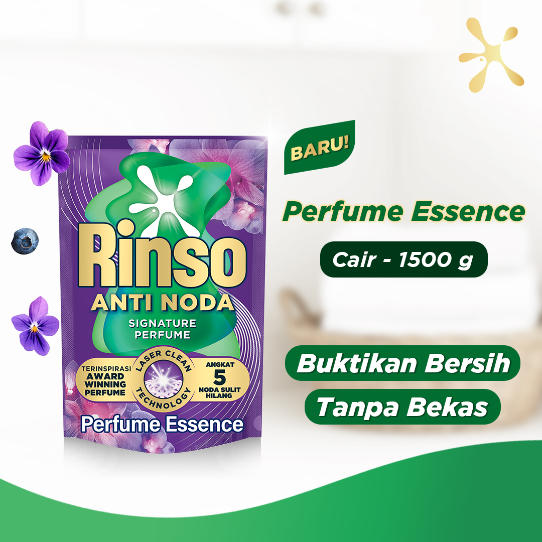 Rinso Baru Detergen Cair Varian Perfume Essence 1.5kg