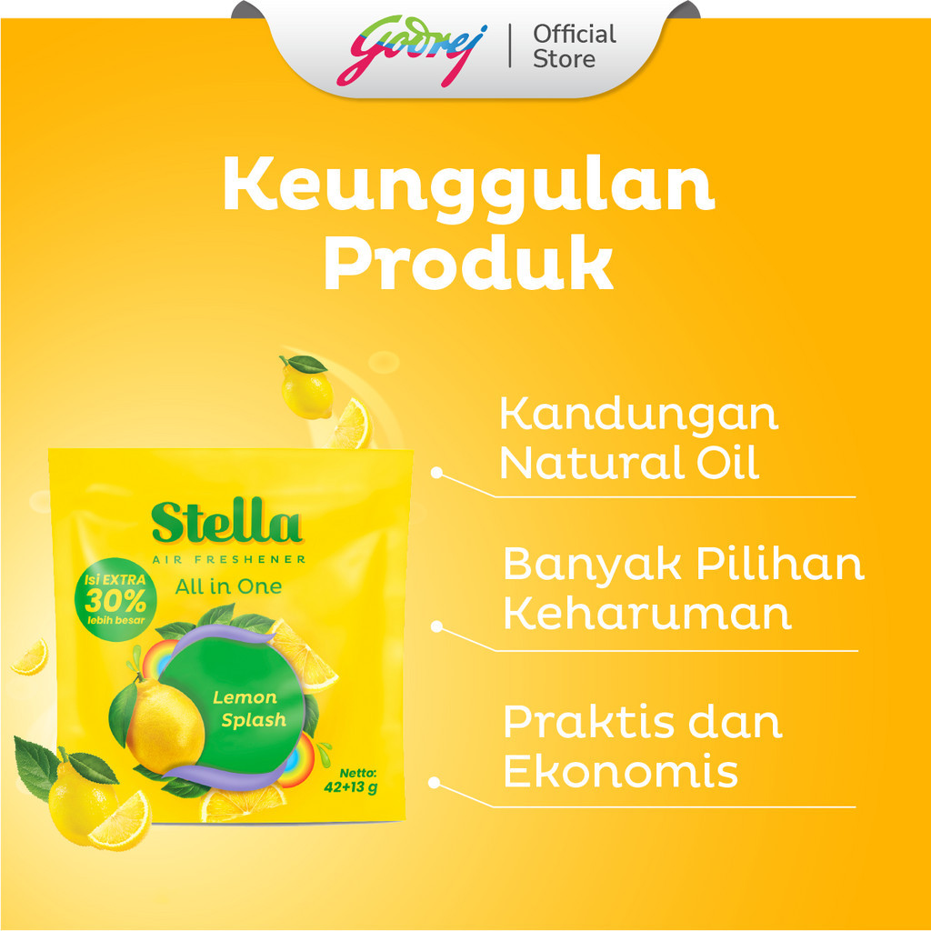 Stella All In One Lemon Splash 42+10gr - Pengharum Ruangan - Gambar 3