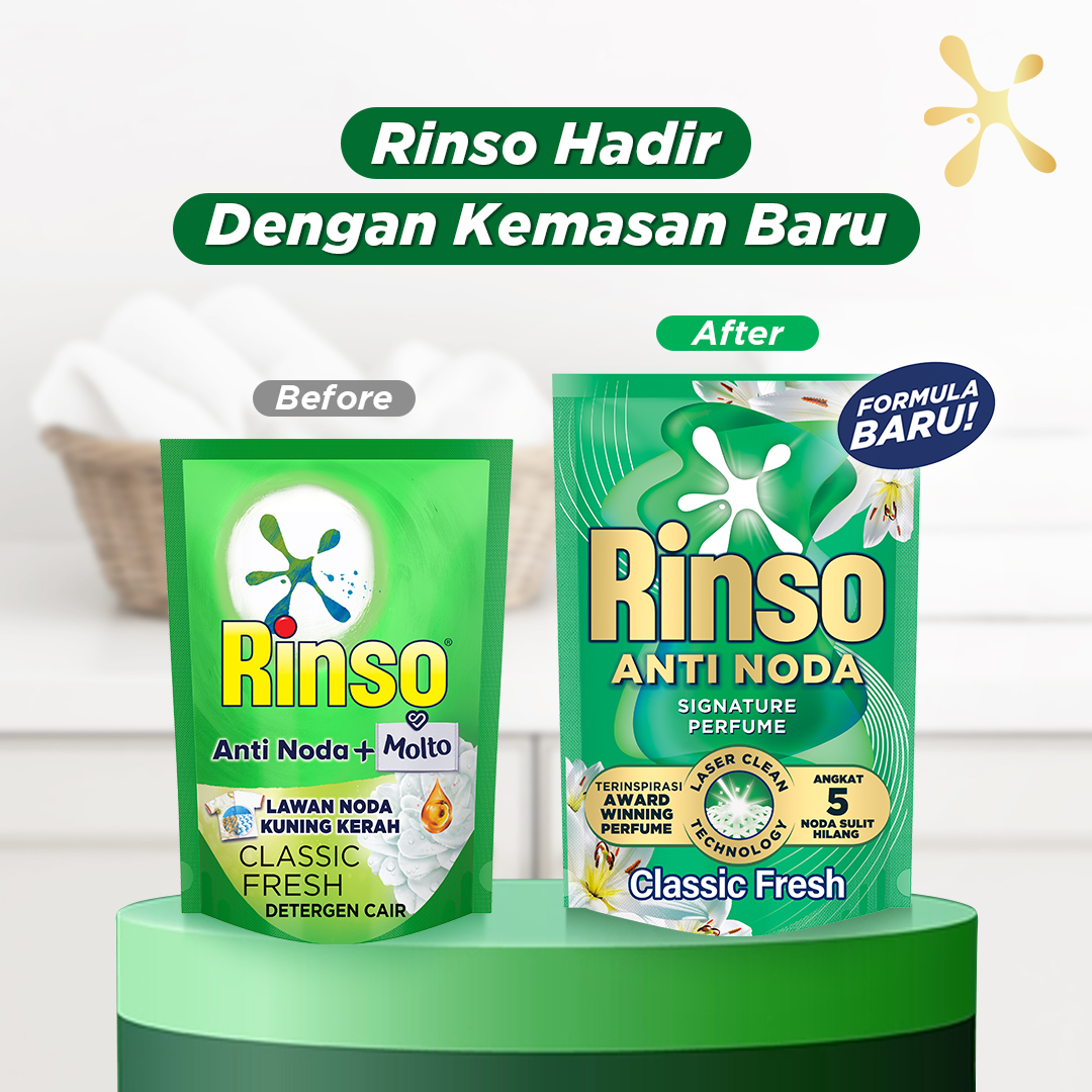 [Extra Isi 35%] Rinso Baru Detergen Cair Varian Classic Fresh 700g - Gambar 2