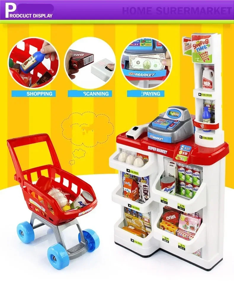 Simulation Cashier Counter Shopping Cart Pretend Other Toys Set Tents ...
