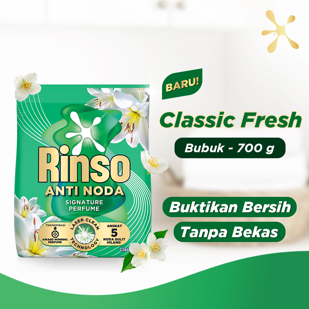 Rinso Baru Detergen Bubuk Varian Classic Fresh 700g