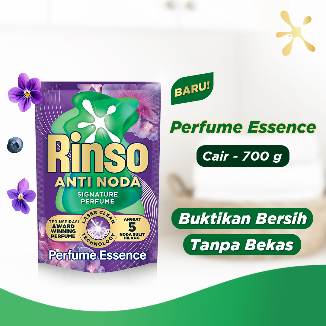 Rinso Baru Detergen Cair Varian Perfume Essence 700g