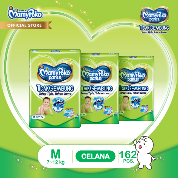 MamyPoko Pants X-tra Kering Slim Tidak Gembung - M 54 - 3 Packs