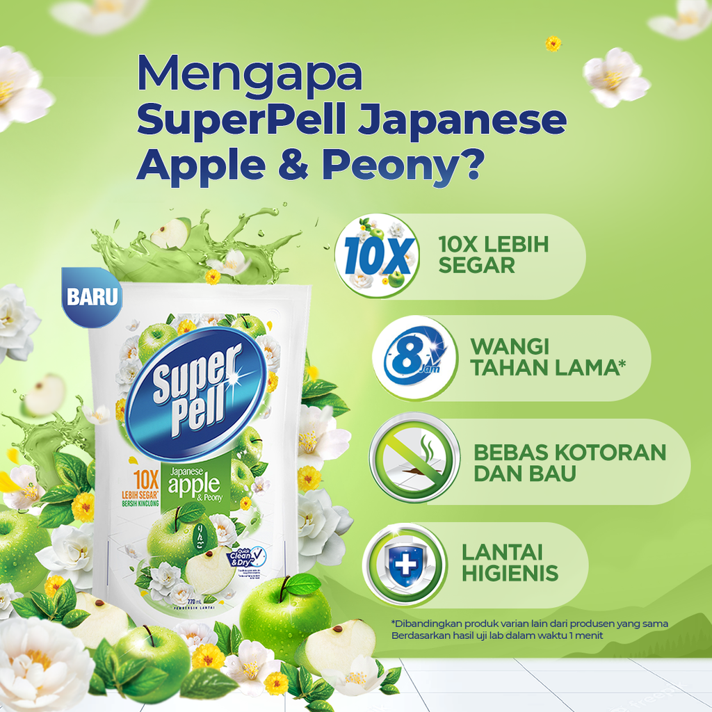 [BELI 2 LEBIH HEMAT] Super Pell Cairan Pembersih Lantai Japanese Apple & Peony 2x760mL - Gambar 3