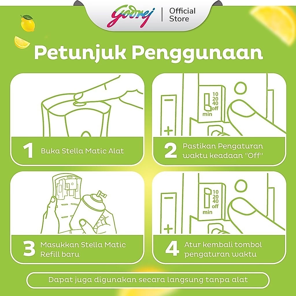 Stella Refill Matic Lemon Fresh 160ml + 65ml - Refill Pengharum Ruangan Otomatis - Gambar 3