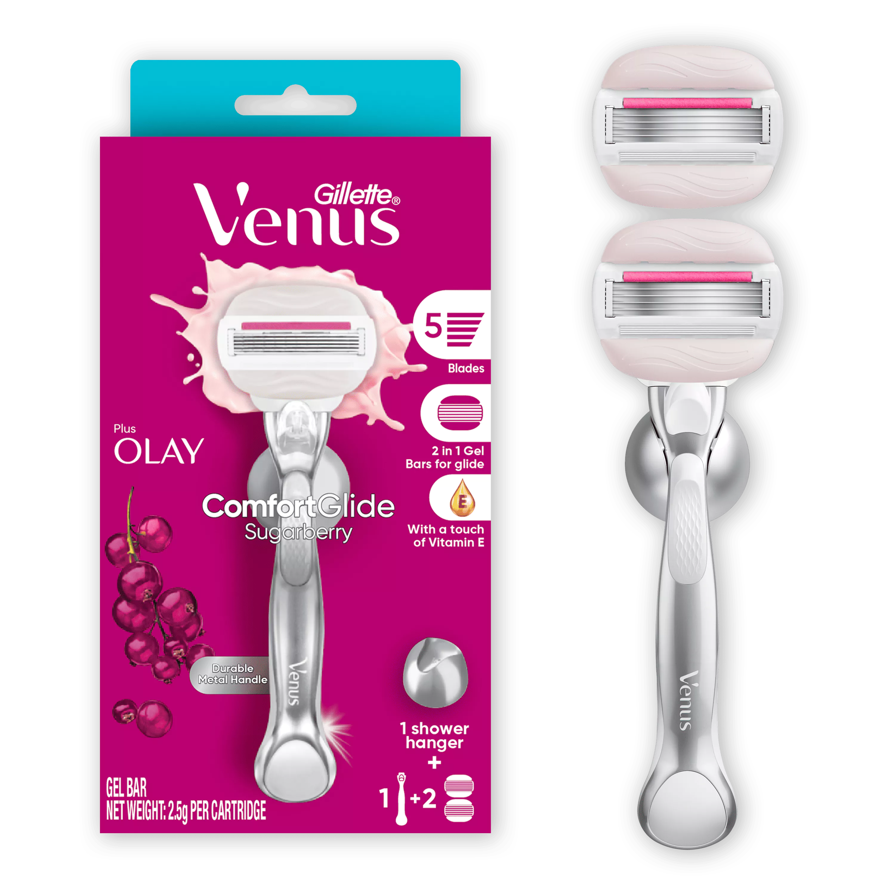 Gillette Venus Alat Cukur Wanita Comfortglide Sugarberry Olay Razor Pisau Cukur Isi Ulang Vit E - Gambar 3