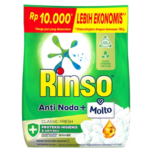 [Kemasan Ekonomis] Rinso Baru Detergen Bubuk Varian Classic Fresh 380g - Gambar 3