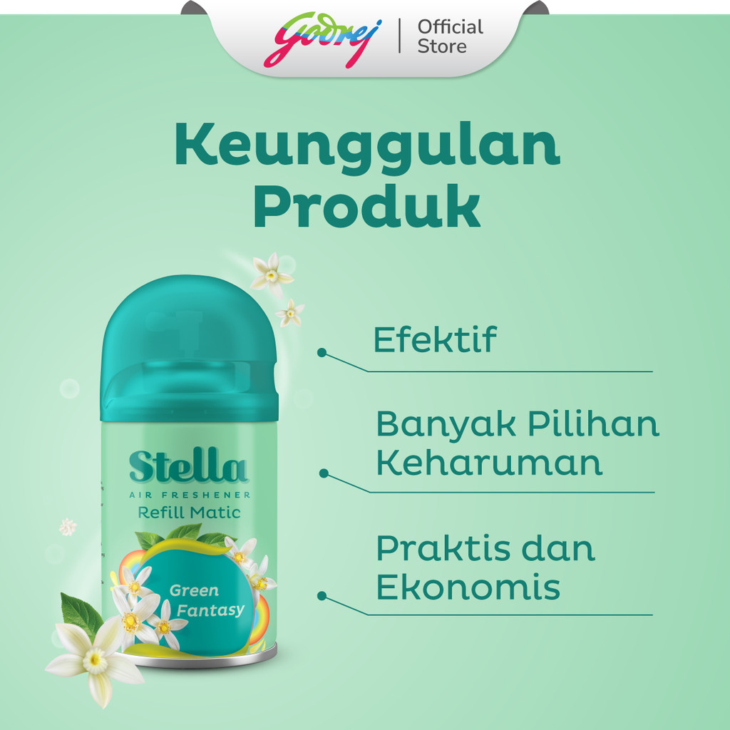 Stella Matic Refill green Fantasy 160ml+65 - Refill Pengharum Ruangan Otomatis - Gambar 3