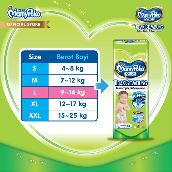 MamyPoko Pants X-tra Kering Slim Tidak Gembung - L 28 - 3 Packs - Gambar 4