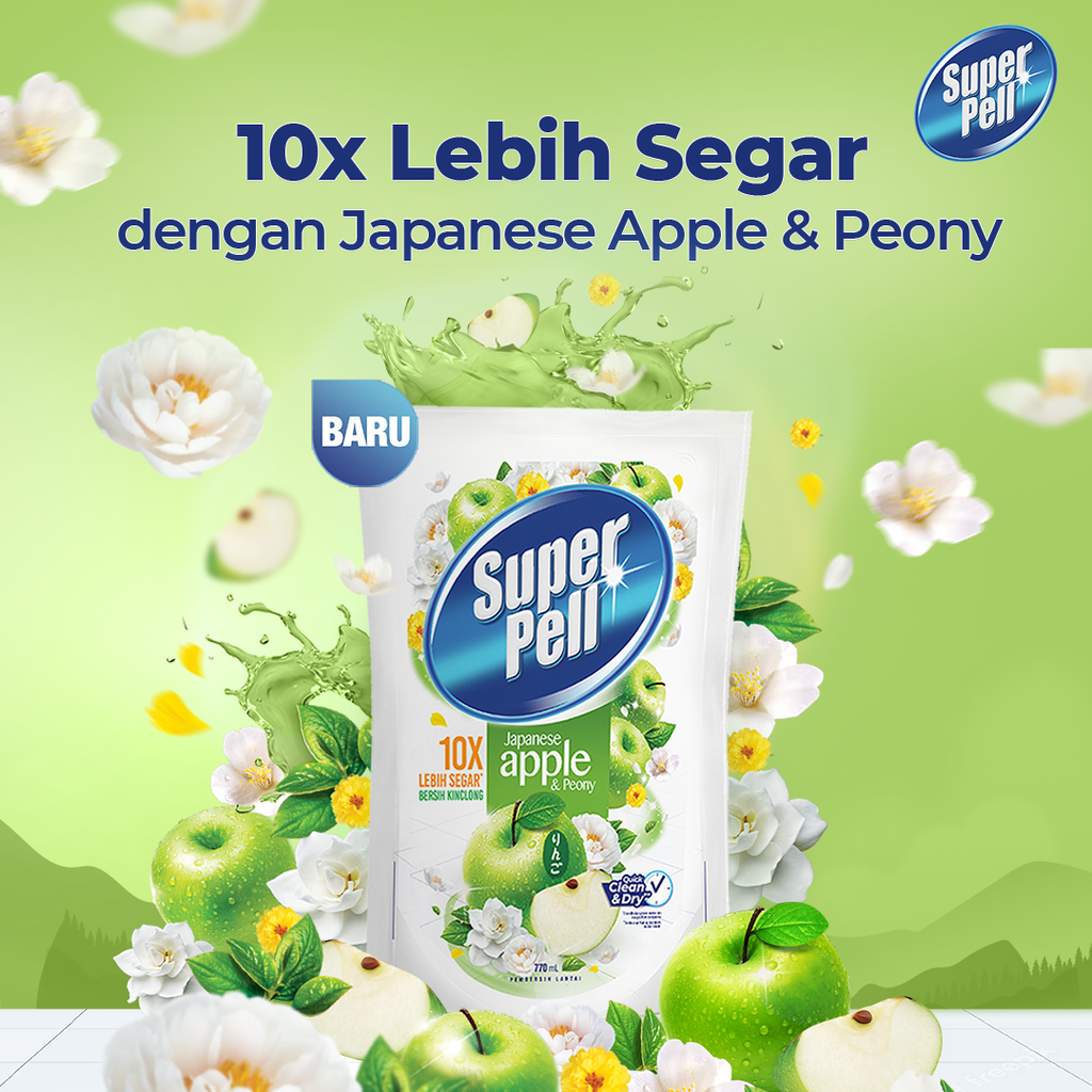 [BELI 2 LEBIH HEMAT] Super Pell Cairan Pembersih Lantai Japanese Apple & Peony 2x760mL - Gambar 2