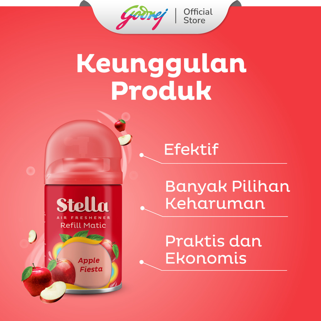 Stella Refill Matic Apple Fiesta 160ml +65 - Pengharum Ruangan Otomatis - Gambar 3