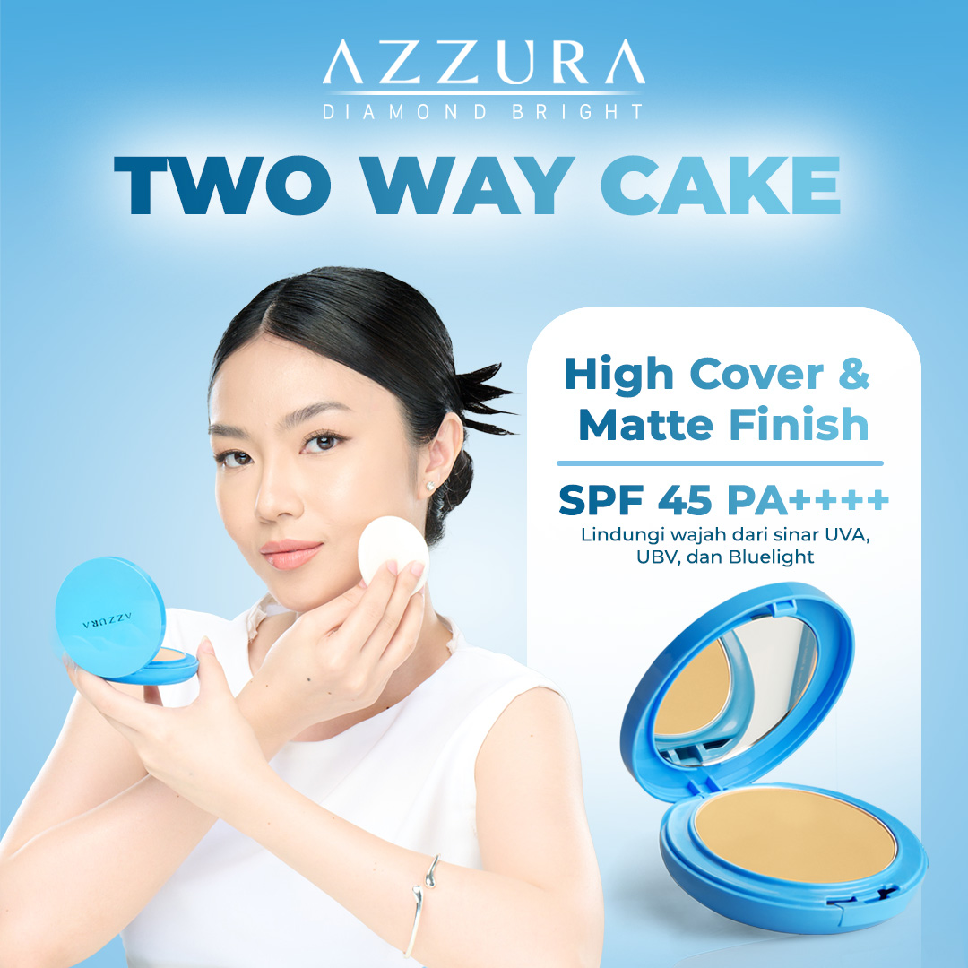 AZZURA Two Way Cake Diamond Bright TWC SPF 45 PA++++ High Coverage, Light Feeling, Brightening Powder Foundation - Gambar 2