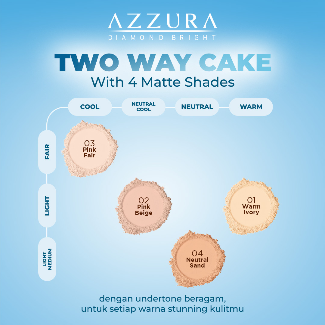 AZZURA Two Way Cake Diamond Bright TWC SPF 45 PA++++ High Coverage, Light Feeling, Brightening Powder Foundation - Gambar 3