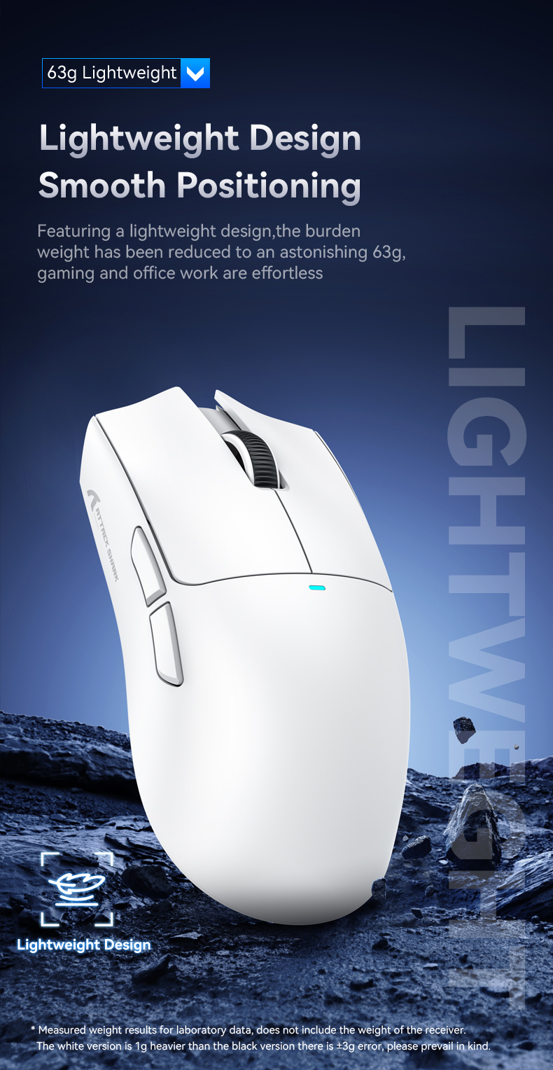 Attack Shark X11 Tri-Mode Paw3311 Sensor RGB Gaming Mouse with Magnetic ...