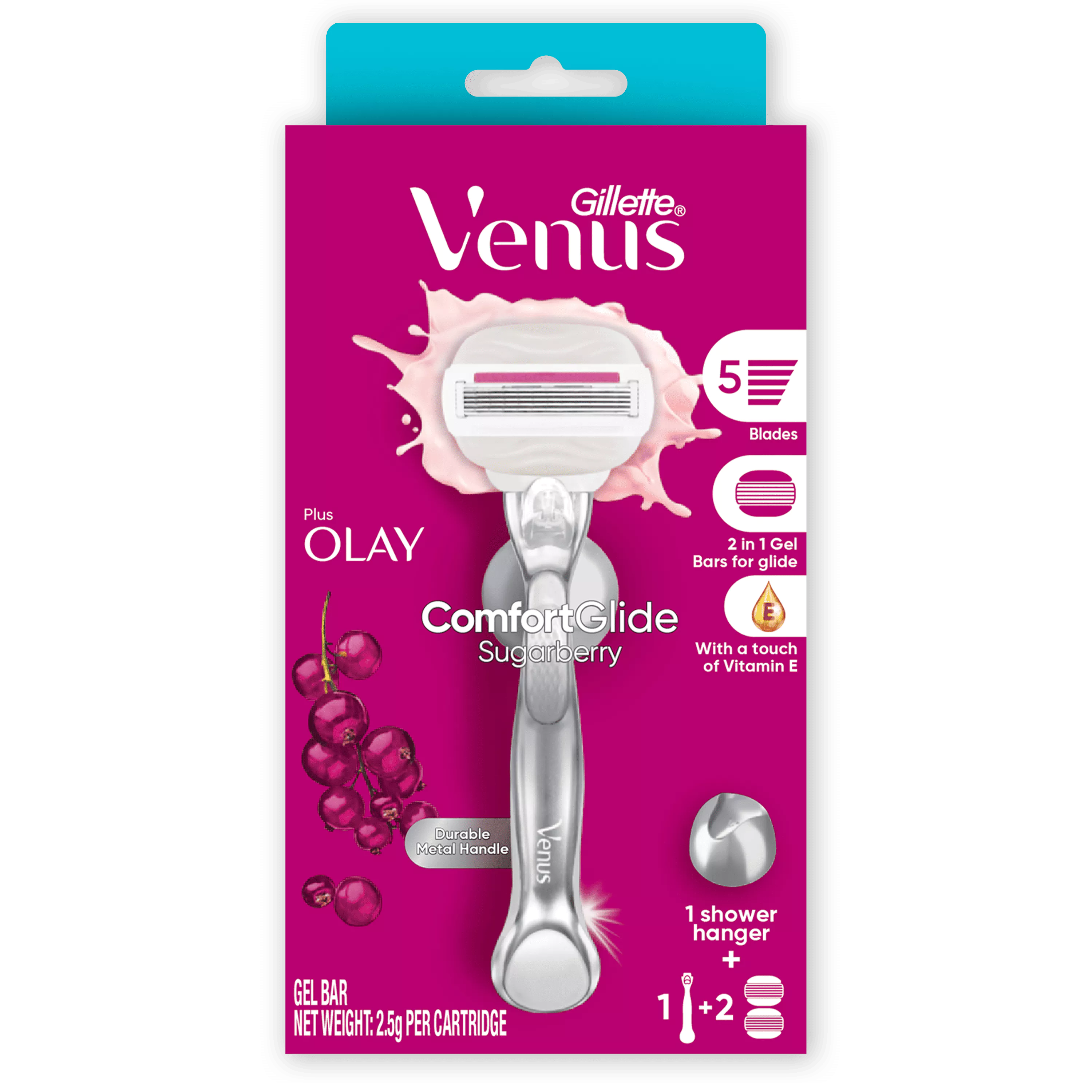 Gillette Venus Alat Cukur Wanita Comfortglide Sugarberry Olay Razor Pisau Cukur Isi Ulang Vit E - Gambar 4