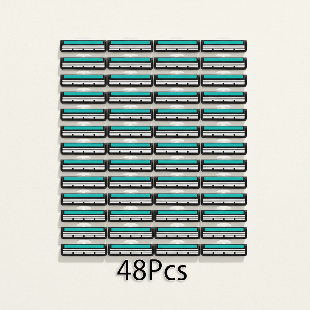 48-Pack Dual-Blade Razor Blade Refills | 2-Layer Replacement Cartridges ...