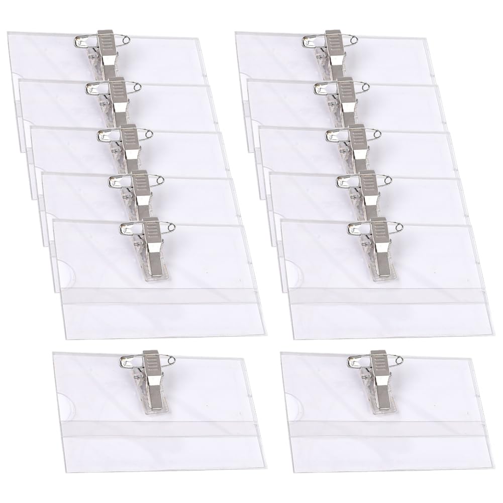 Name Tag, Pin + Clip | Pack of 10 PVC | Employee Name Tag, Plastic Tag ...