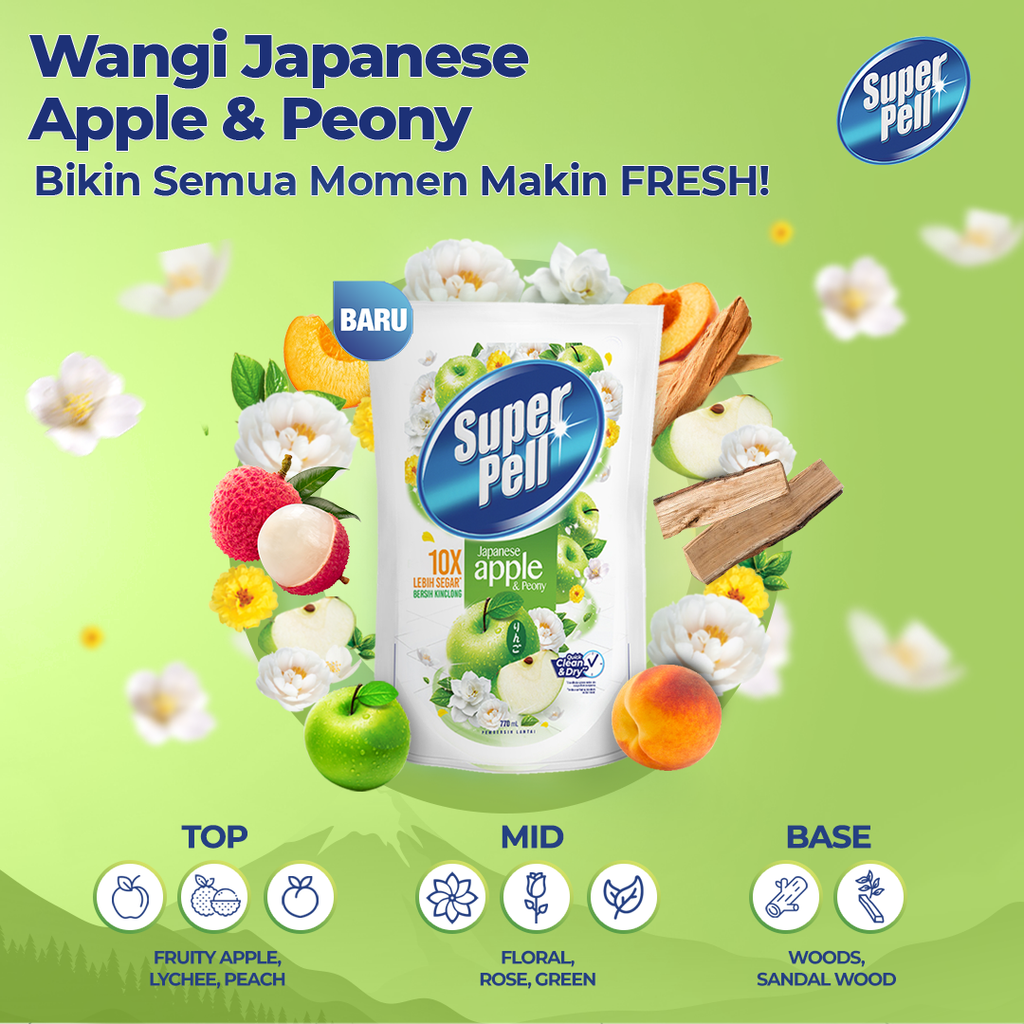 [BELI 2 LEBIH HEMAT] Super Pell Cairan Pembersih Lantai Japanese Apple & Peony 2x760mL - Gambar 4