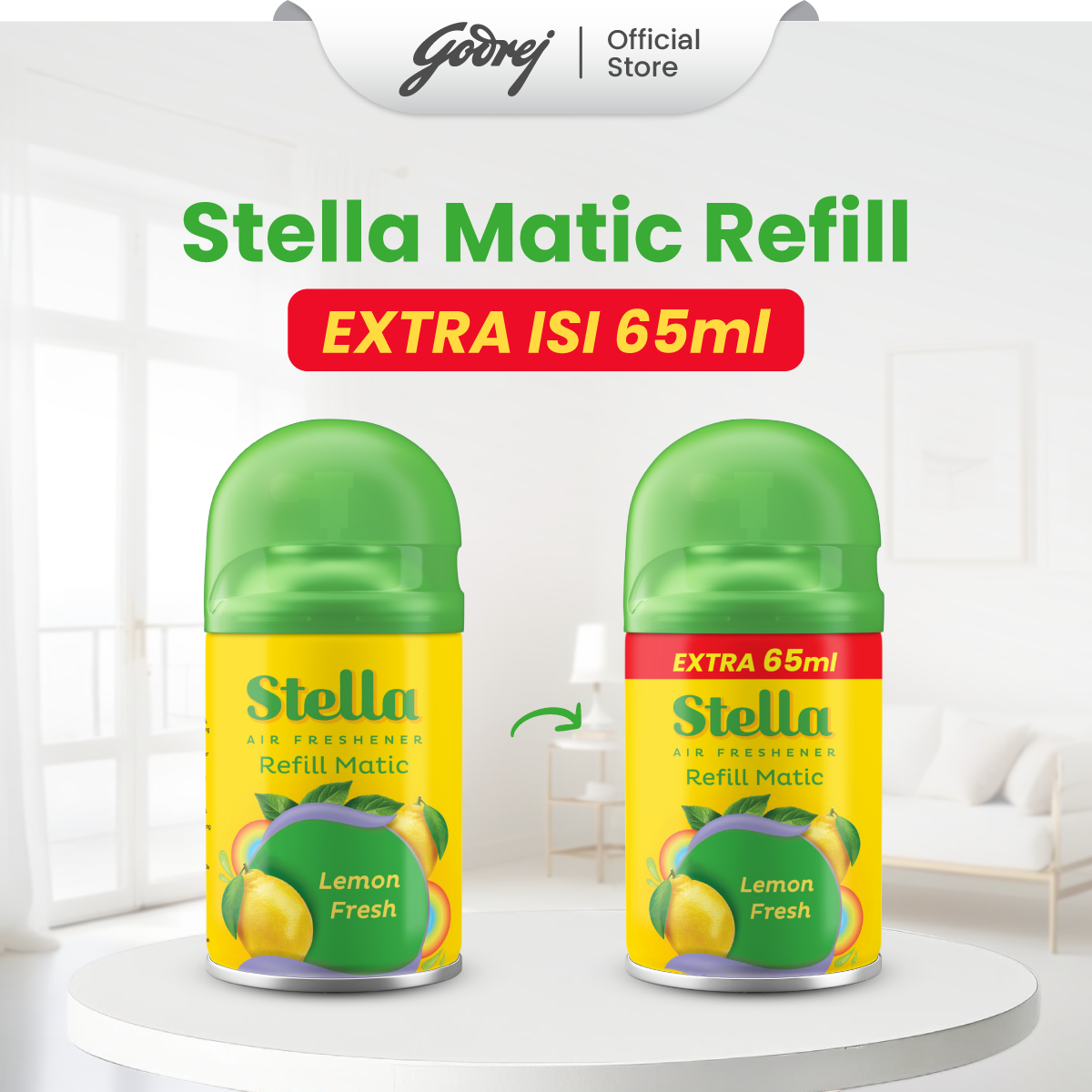 Stella Refill Matic Lemon Fresh 160ml + 65ml - Refill Pengharum Ruangan Otomatis - Gambar 2