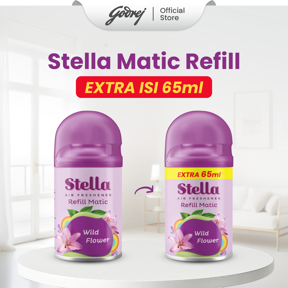 Stella Refill Matic Wild Flower 160ml + 65ml - Refill Pengharum Ruangan Otomatis - Gambar 2