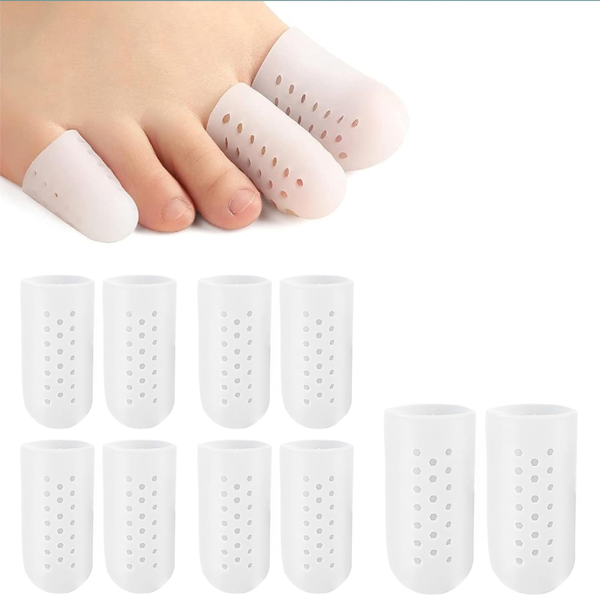 2 Pieces = 1 Pair of Finger and Foot Care Toe Tube Protectors, Silicone ...