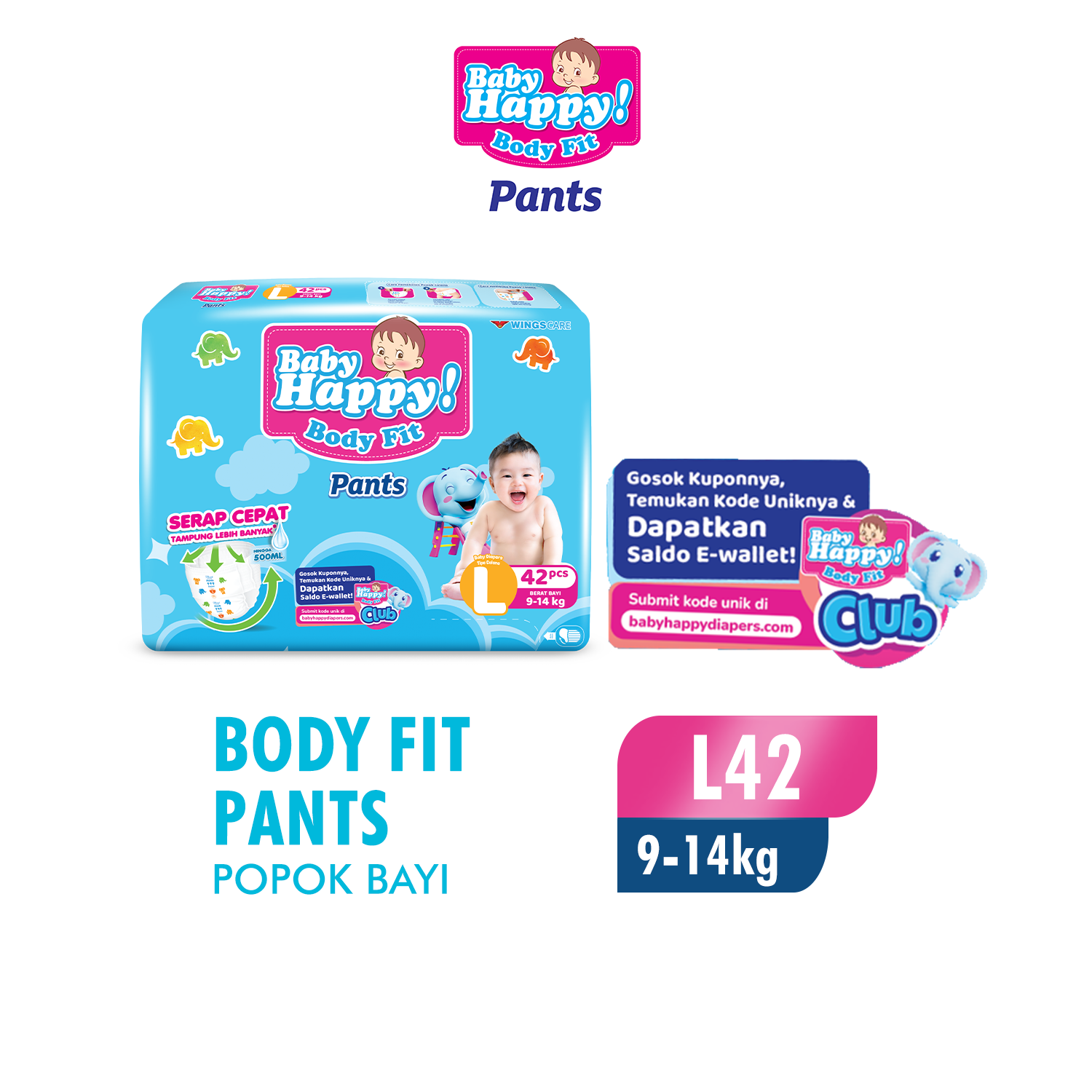 Baby Happy Pants Popok Bayi Celana L 42