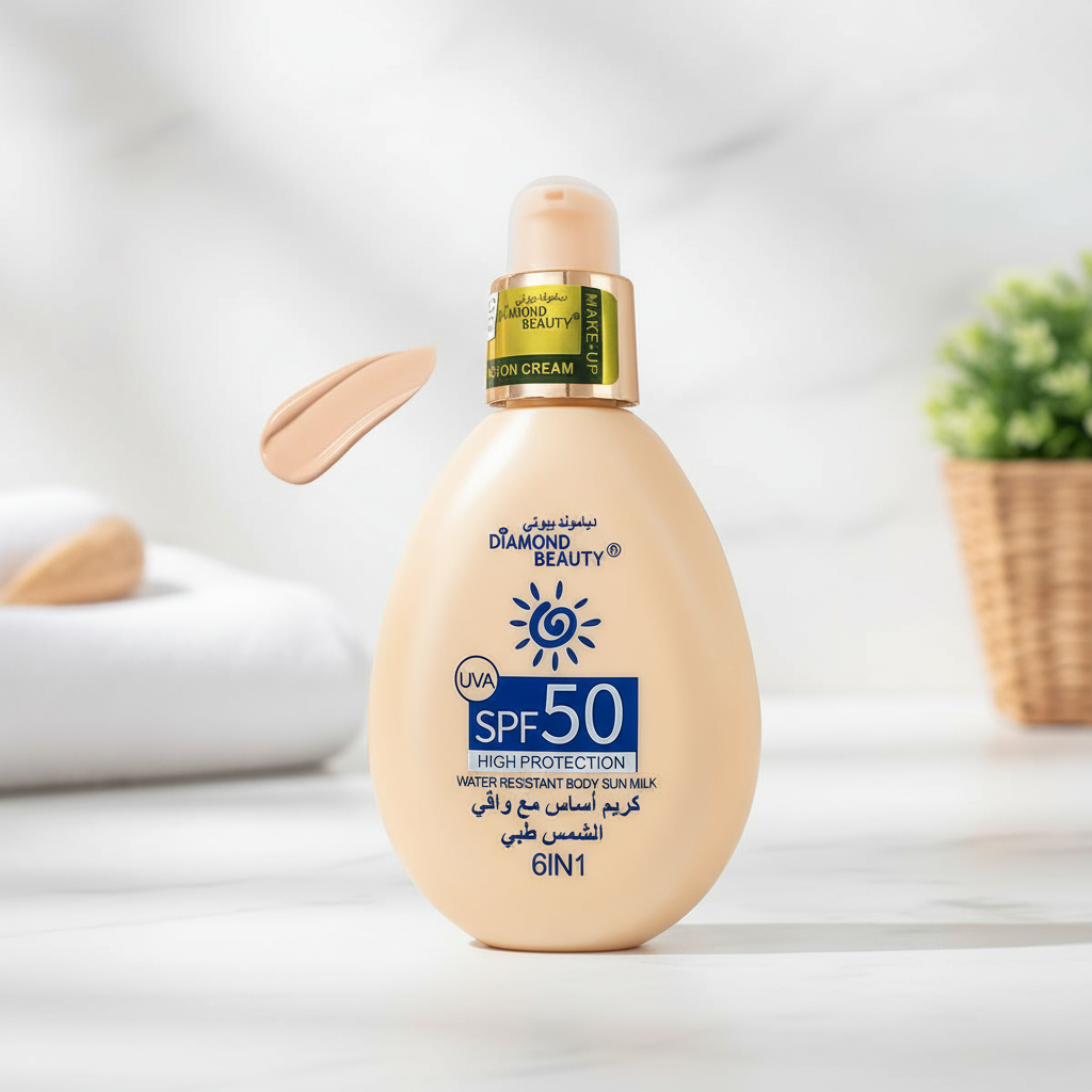 SPF 50 Two-in-One Sunscreen Liquid Foundation provides UV protection ...