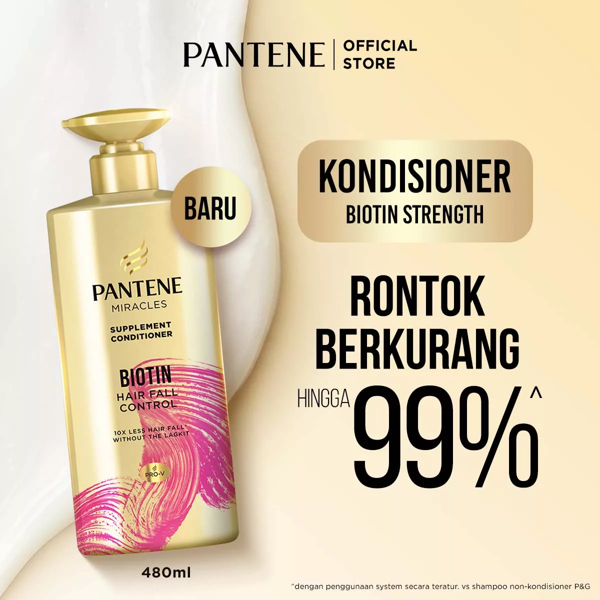[BARU] PANTENE Miracles Kondisioner Biotin Strength 480ml x1 / Conditioner Memperbaiki Rambut Rusak, cocok untuk rambut coloring & bleaching