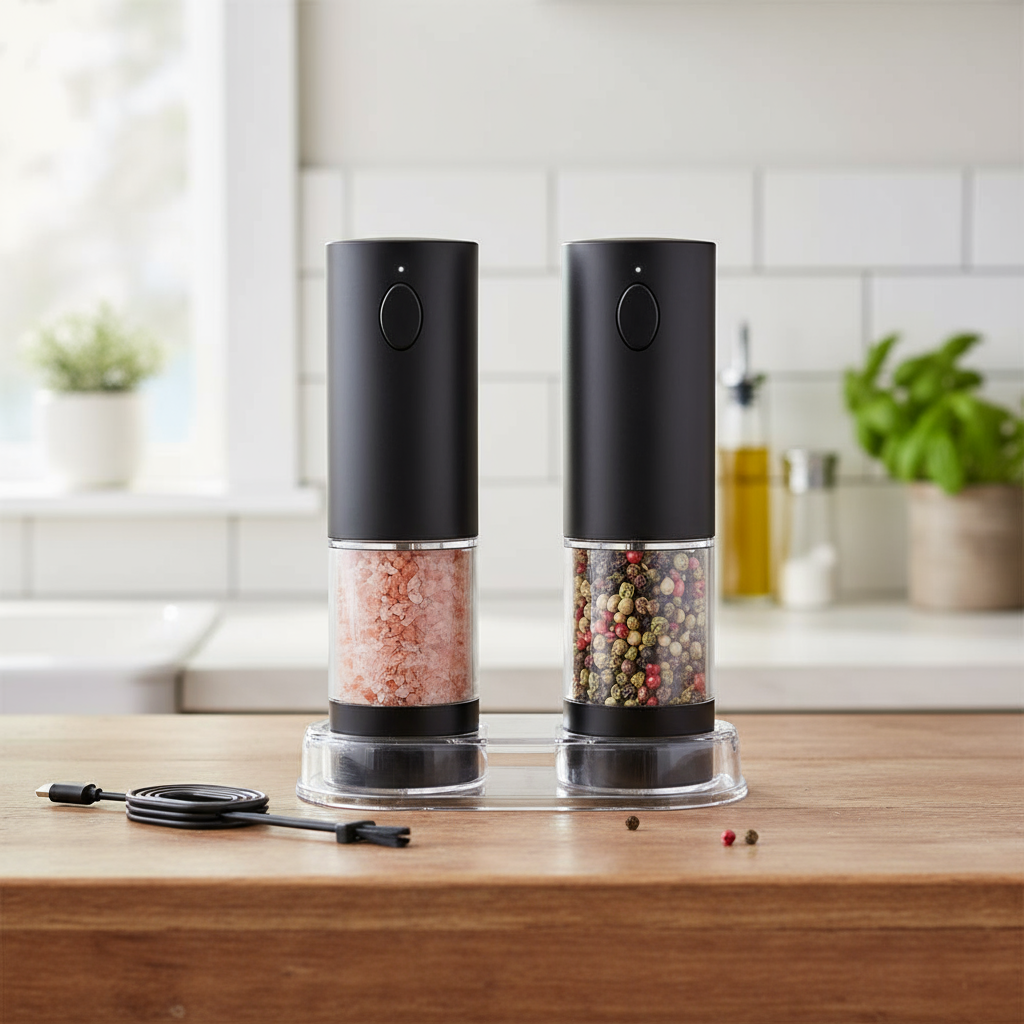 Rechargeable Salt and Pepper Grinder Set, Electric Spice Mills with ...