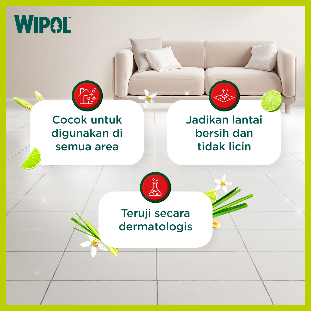 Wipol Karbol Pembersih Lantai Cairan Disinfektan Teruji Dermatologis Karbol Sereh & Jeruk 1400g - Gambar 3