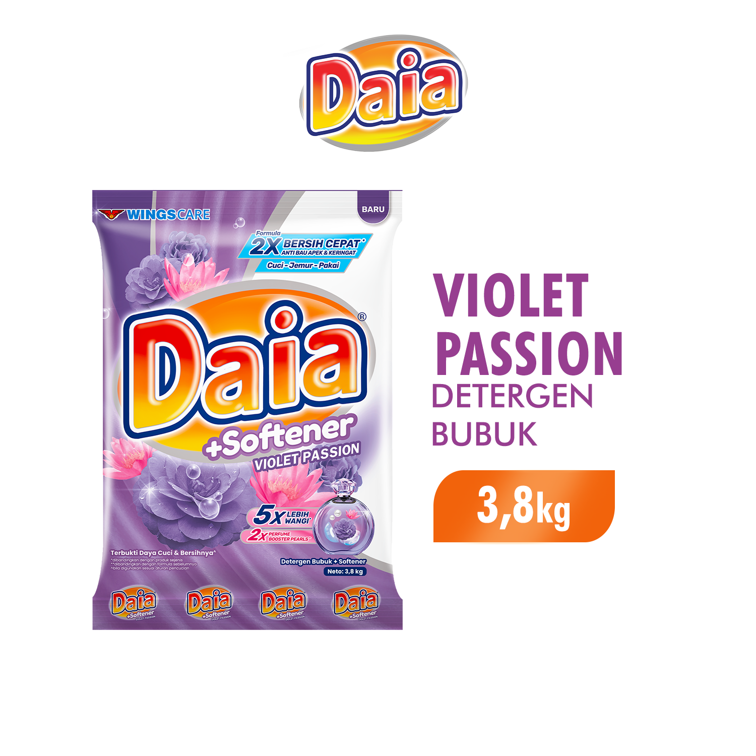 Daia Detergen Bubuk + Softener Violet Passion 3,8 kg