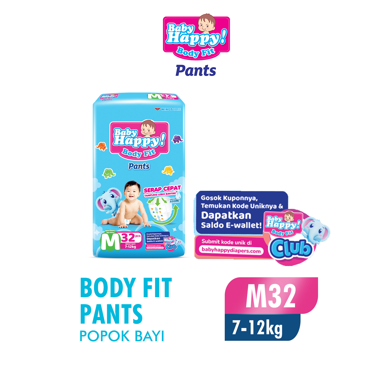 Baby Happy Pants Popok Bayi Celana M 32