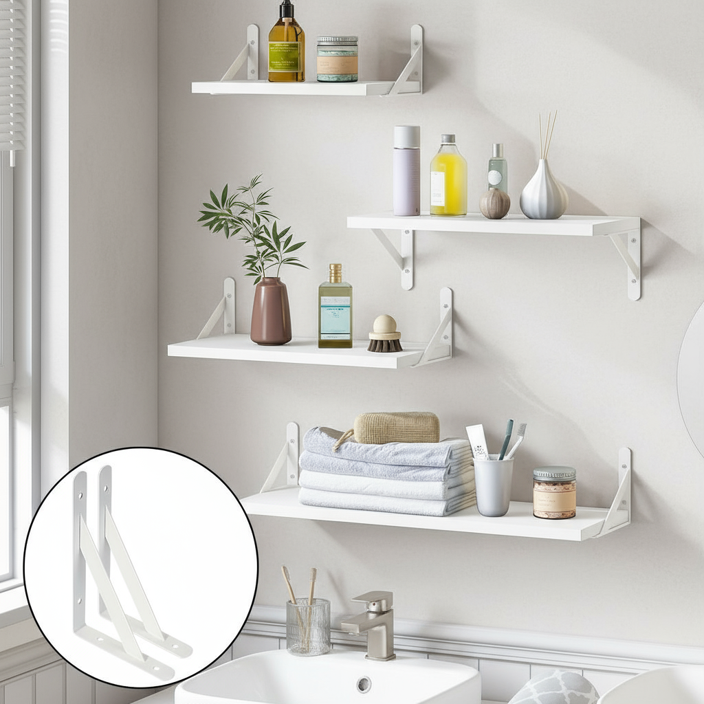 2 Pack 400x245mm Metal Shelf Supports, 90 Degree Angle L Brackets ...