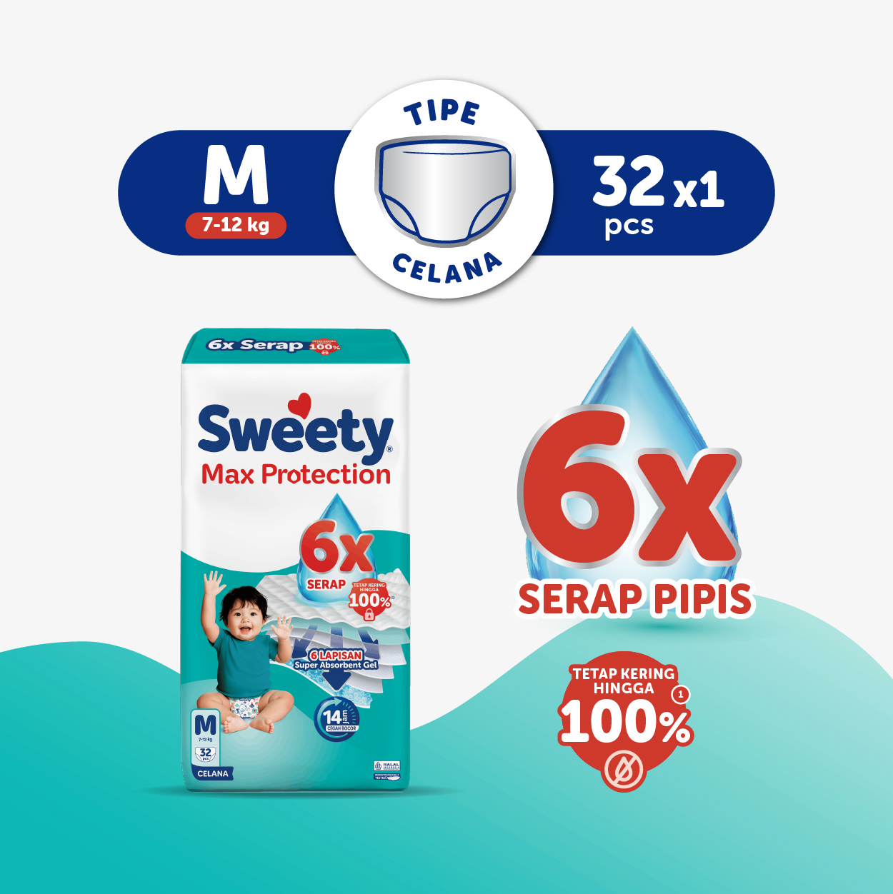 Sweety Silver Max Protection M 32s Popok Celana Baby Diapers - Special Upcount