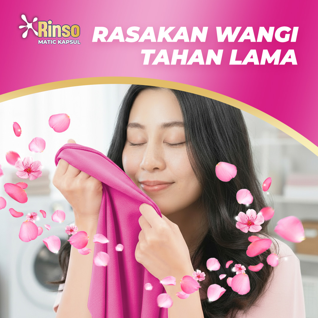 [BARU!] Rinso Kapsul Sakura Blossom Deterjen Cair Matic isi 18 capsule dengan 3 in 1 Power / Detergent Konsentrat 189g - Gambar 4
