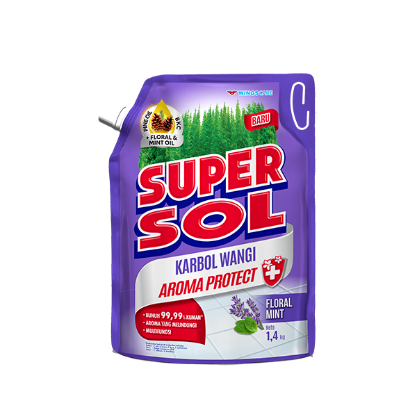 Supersol Pembersih Lantai Karbol Floral Mint Pouch 1400 gr - Gambar 2