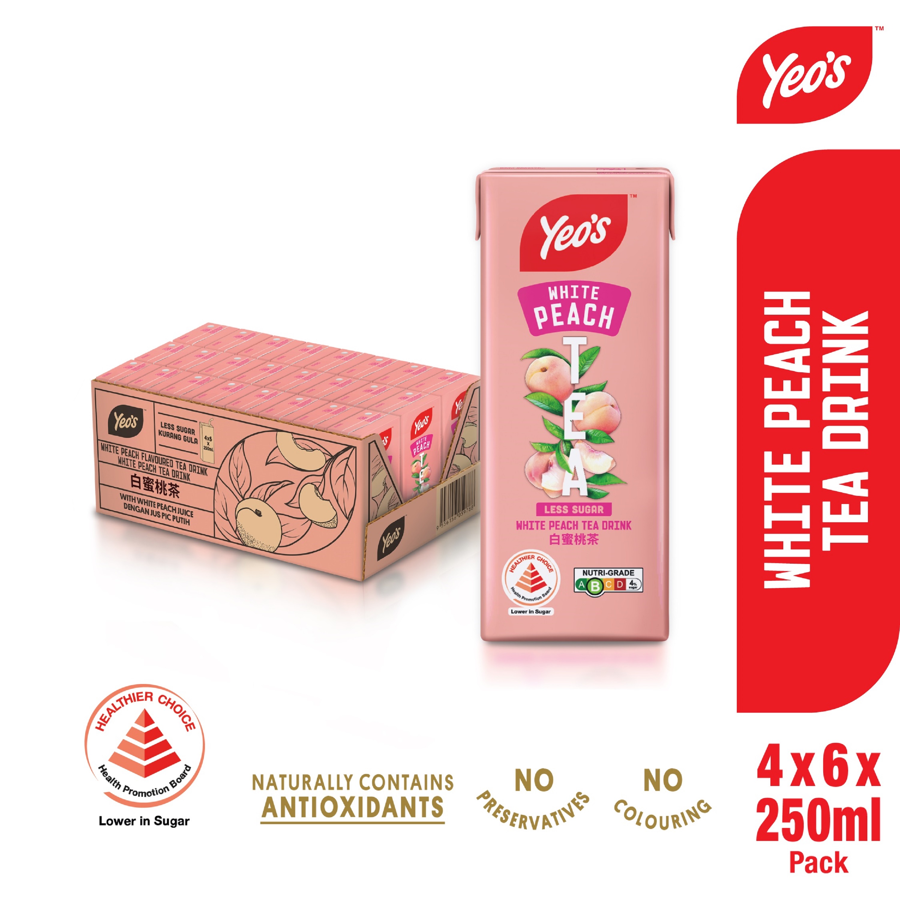 [1 Carton] Yeo's White Peach Black Tea (24x250ml) | Shopee Singapore