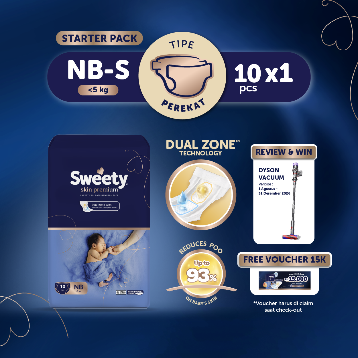 Sweety Skin Premium Tape NB 1x10s Starter Pack