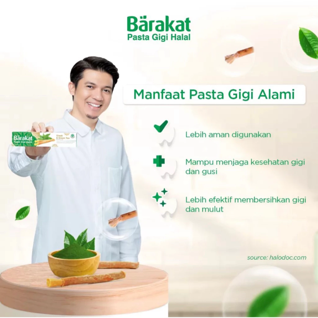 Barakat Pasta Gigi Siwak & Greentea Tube 190gr - Gambar 2