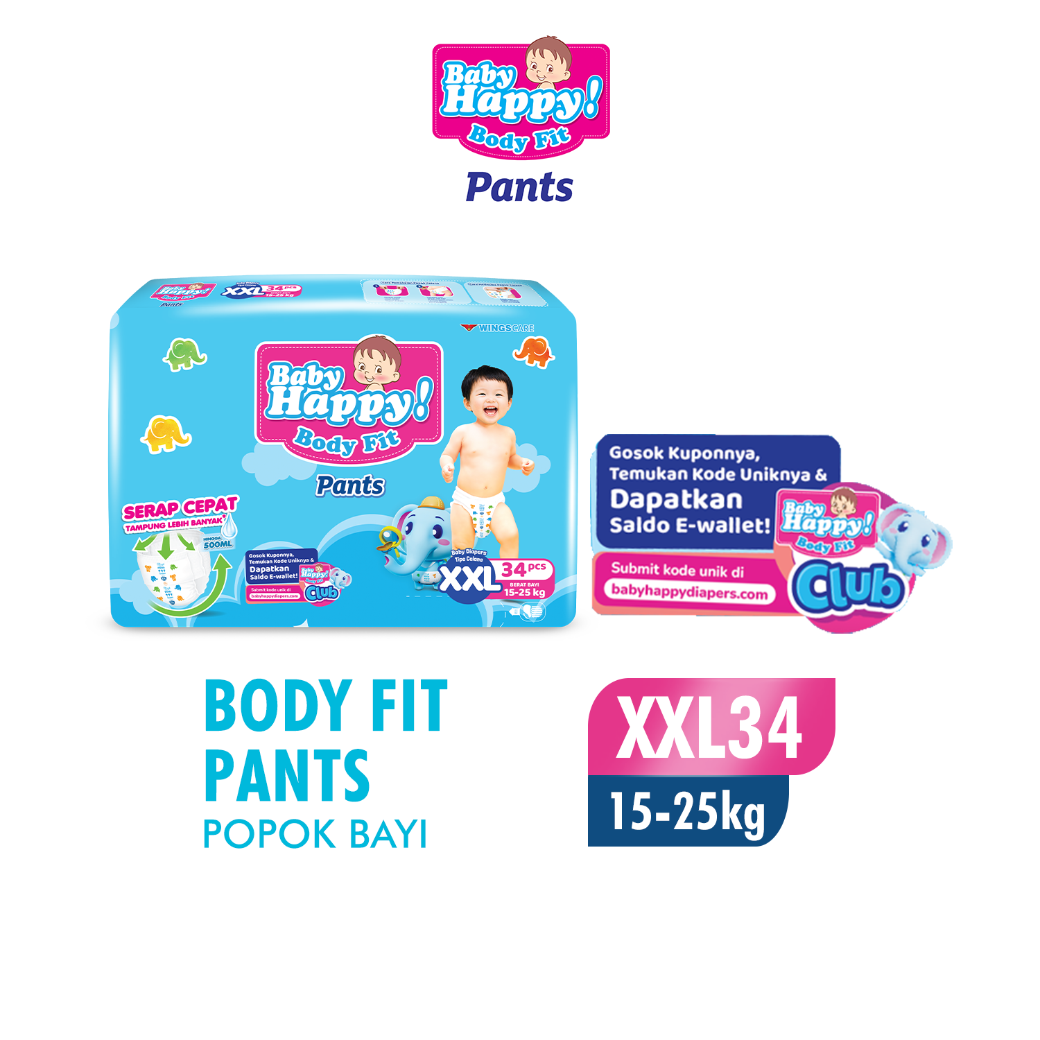 Baby Happy Pants Popok Bayi Celana XXL 34