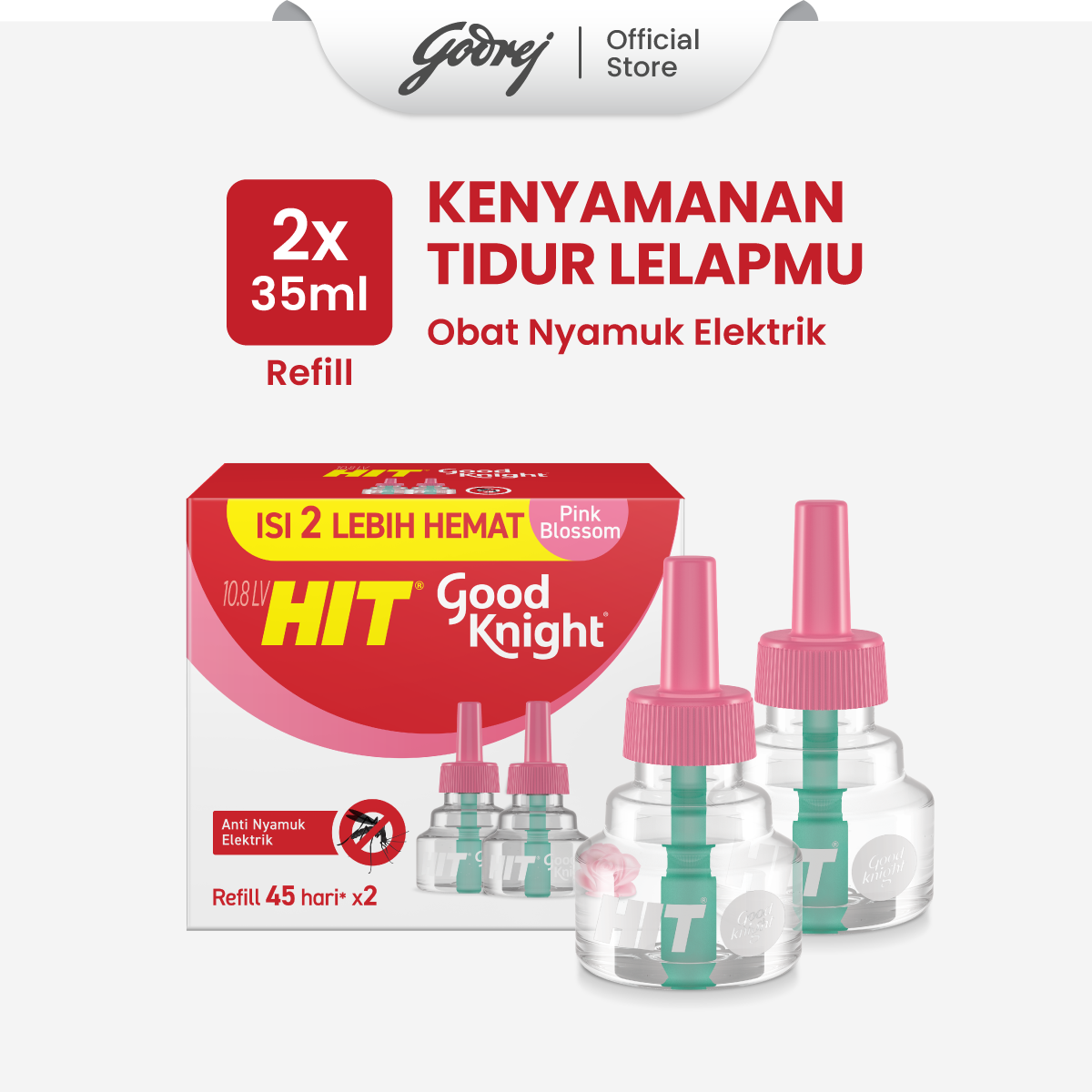 Hit Good Knight Refill Pink Blossom Multipack - Refill Obat Nyamuk Elektrik - Bunuh Nyamuk Penyebab Demam Berdarah (DBD)