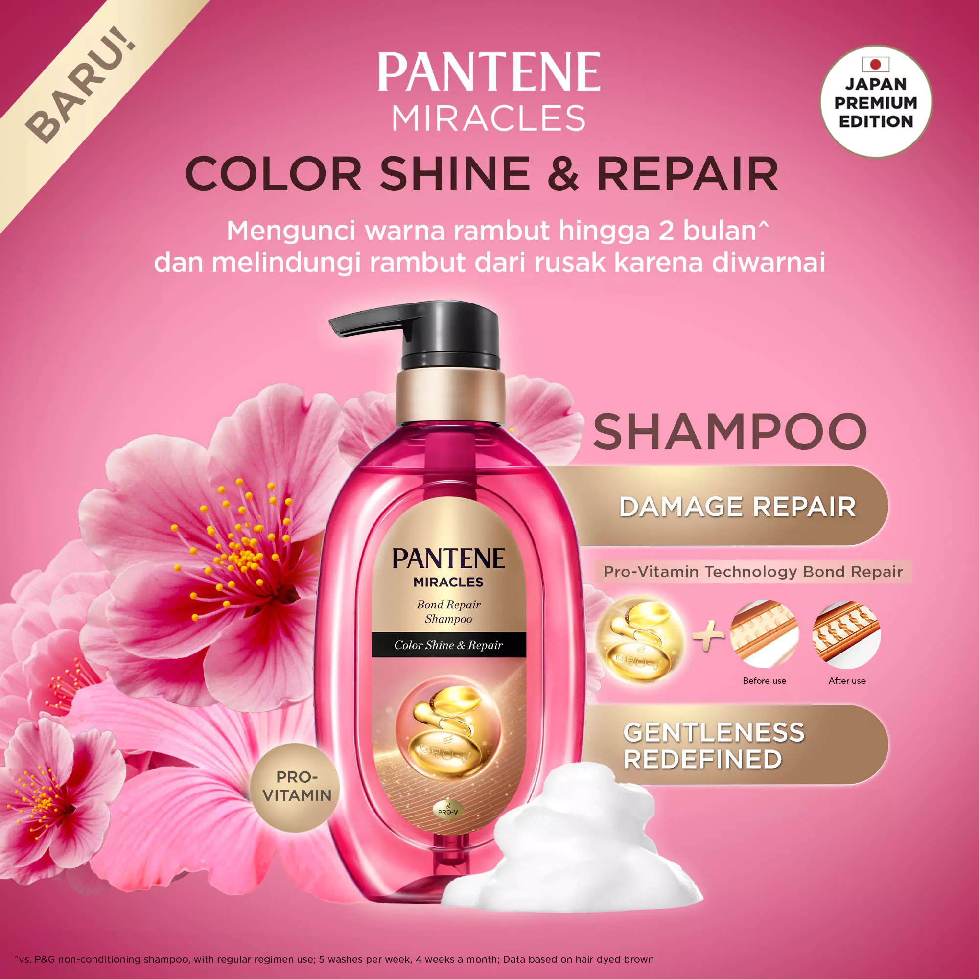[NEW] PANTENE MIRACLE Color Shine & Repair Shampoo 440ml / Pantene Japan Premium Edition untuk rambut rusak karena diwarnai atau coloring