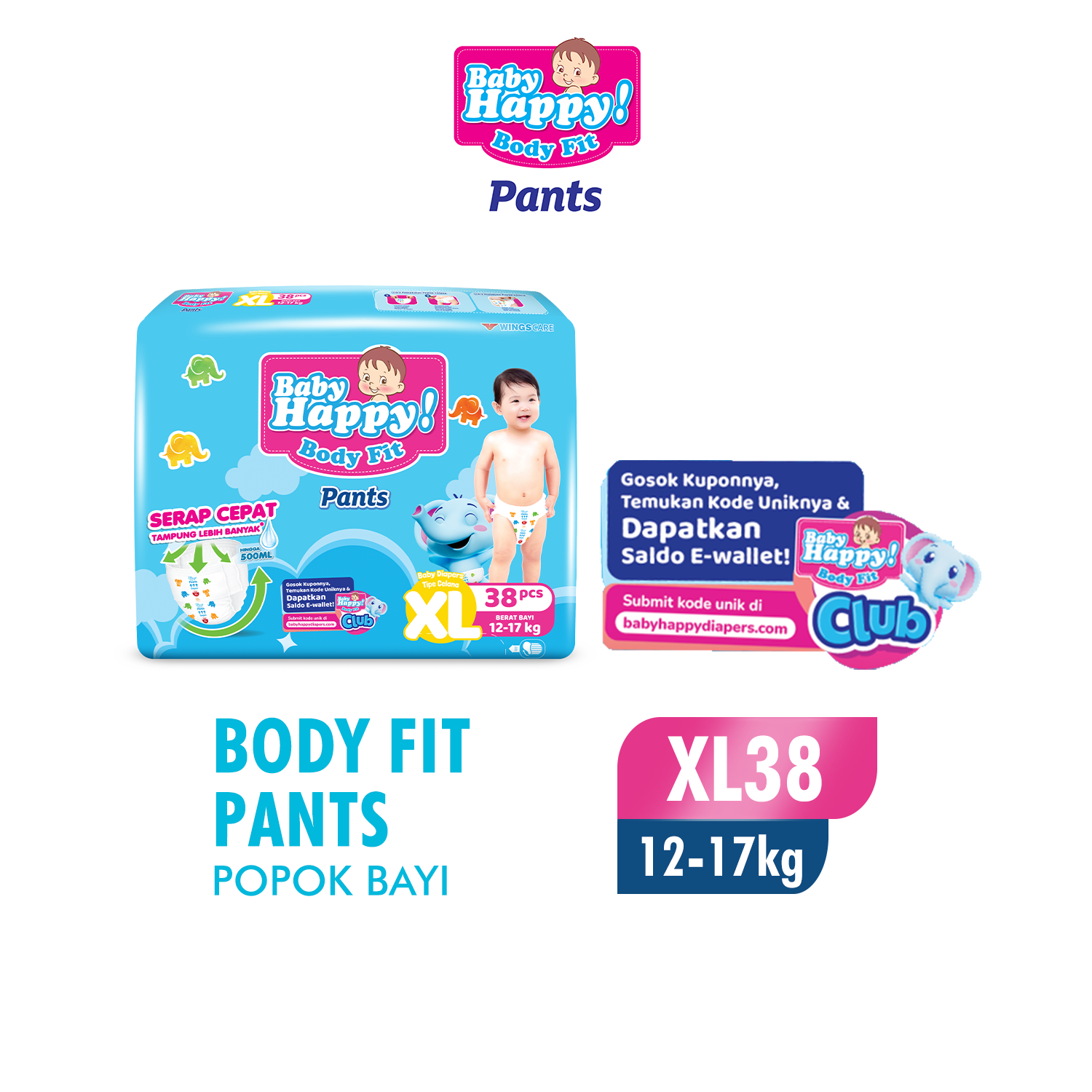 Baby Happy Pants Popok Bayi Celana XL 38