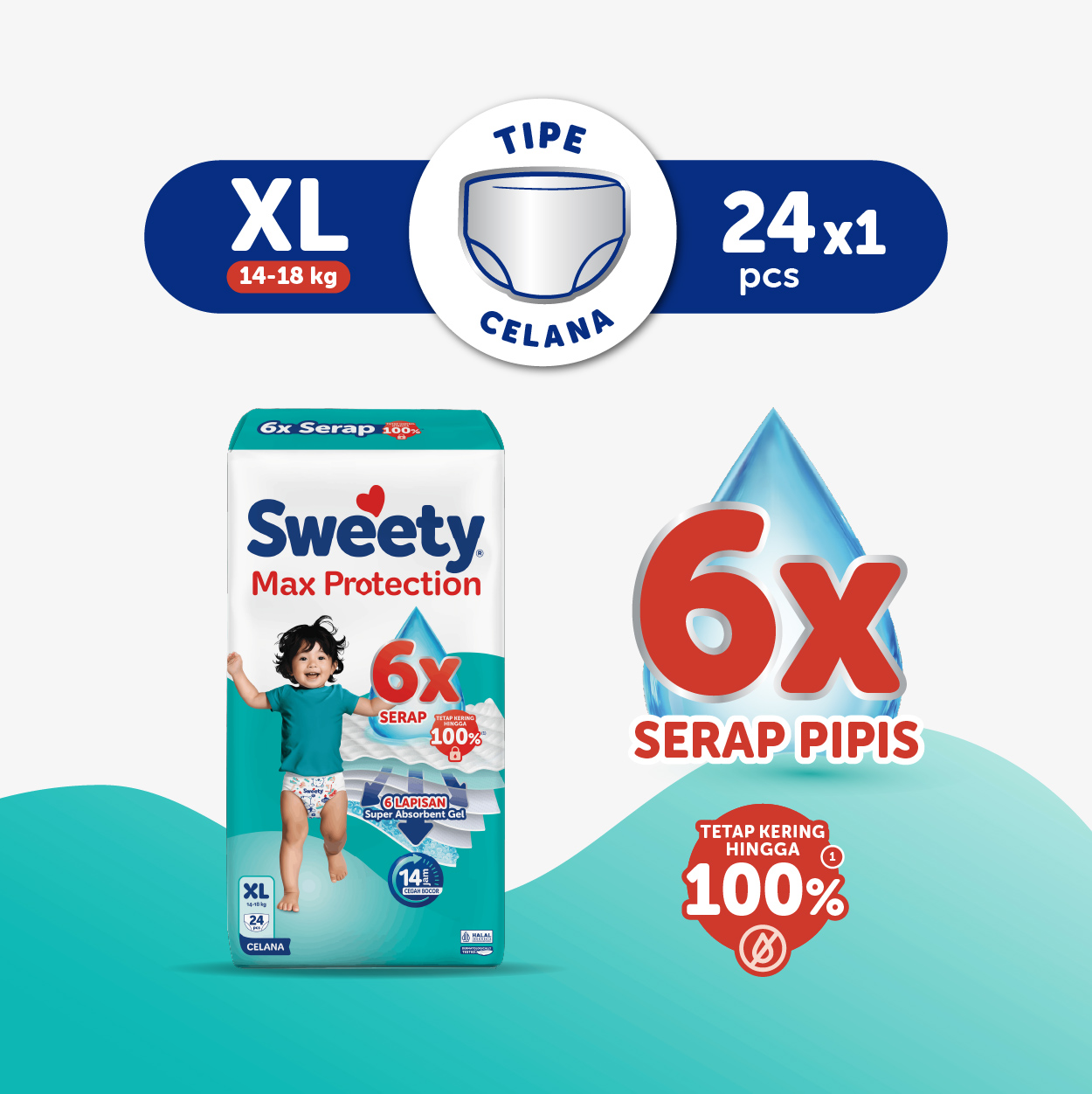 Sweety Silver Max Protection XL 24s Popok Celana Baby Diapers
