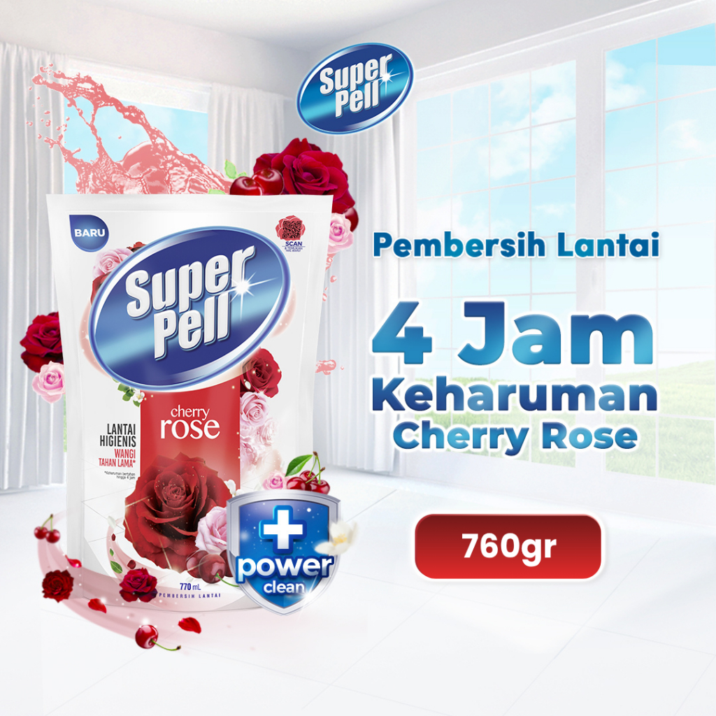 SuperPell Pembersih Lantai Pel Lantai Harum & Wangi Cherry Rose 760g - Gambar 2