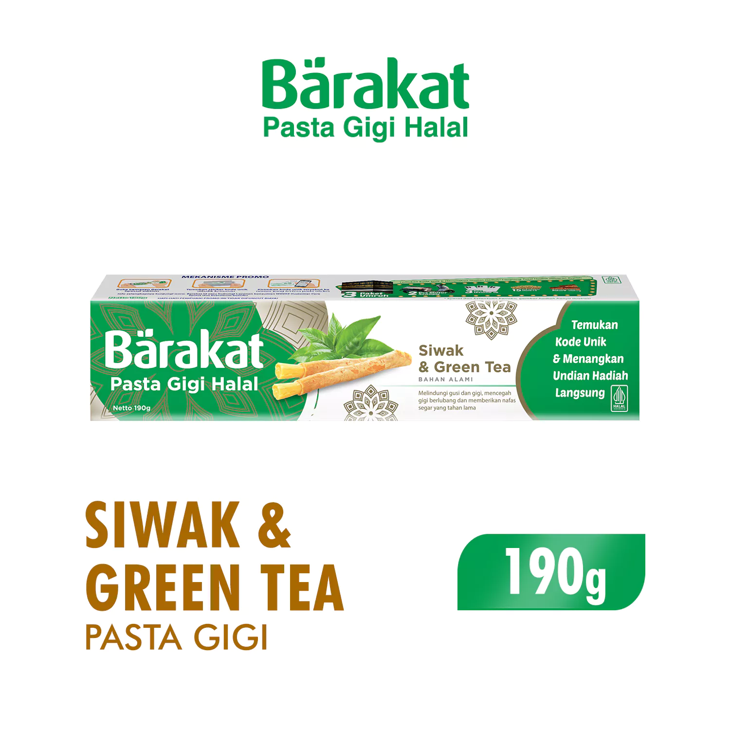 Barakat Pasta Gigi Siwak & Greentea Tube 190gr