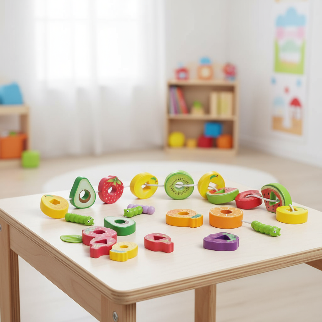 Baby String Blocks with Fruit Shapes for Cognitive Skill Development ...