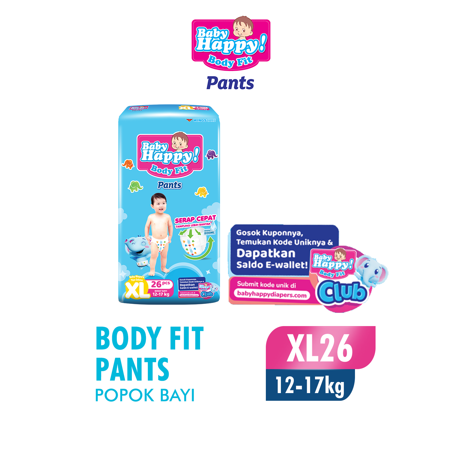 Baby Happy Pants Popok Bayi Celana XL 26